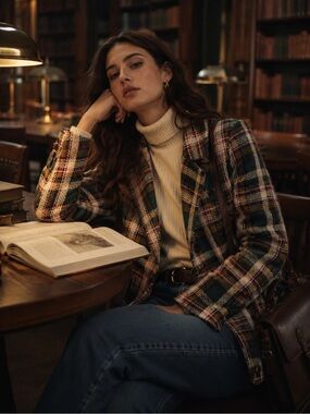 Plaid Women's Jacket - Multicolor tweed by CULTURE 🇩🇰